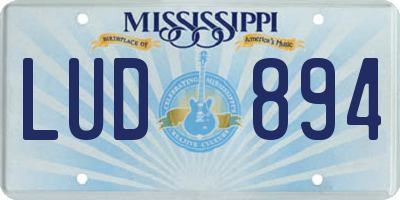 MS license plate LUD894