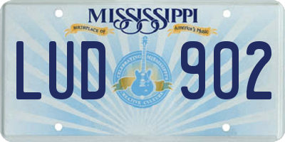 MS license plate LUD902