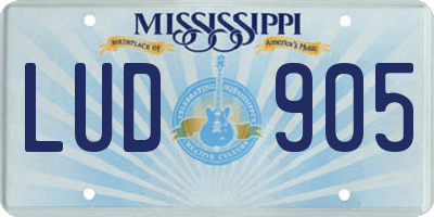MS license plate LUD905