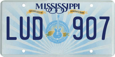 MS license plate LUD907