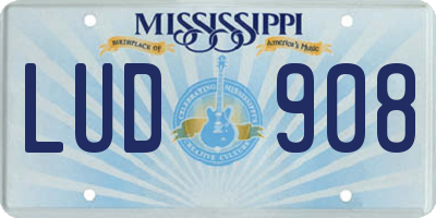 MS license plate LUD908
