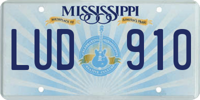 MS license plate LUD910