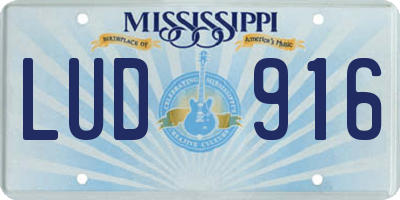 MS license plate LUD916