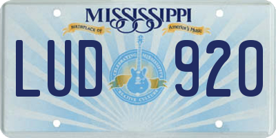 MS license plate LUD920