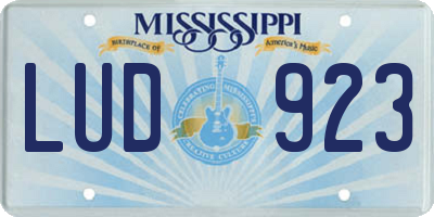 MS license plate LUD923