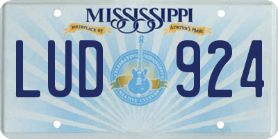MS license plate LUD924