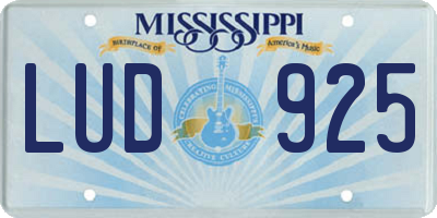 MS license plate LUD925