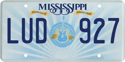 MS license plate LUD927