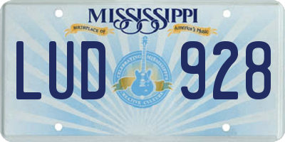 MS license plate LUD928