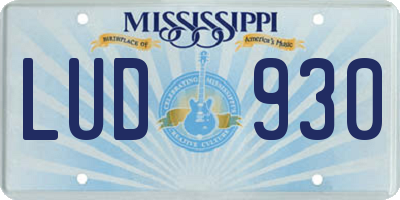 MS license plate LUD930