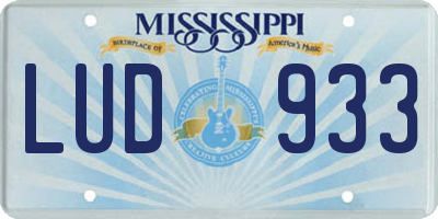 MS license plate LUD933