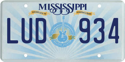 MS license plate LUD934