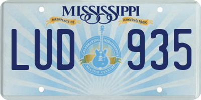 MS license plate LUD935