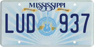 MS license plate LUD937