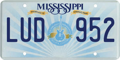 MS license plate LUD952