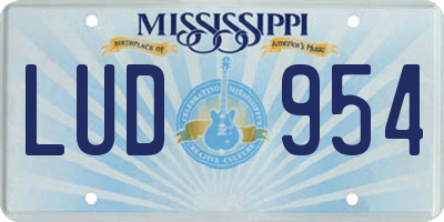MS license plate LUD954