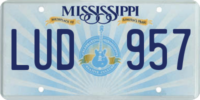 MS license plate LUD957