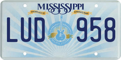 MS license plate LUD958
