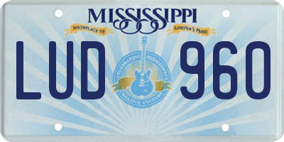 MS license plate LUD960