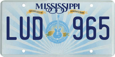 MS license plate LUD965