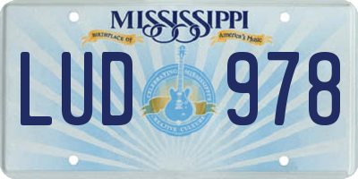 MS license plate LUD978