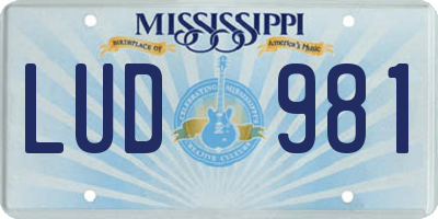MS license plate LUD981
