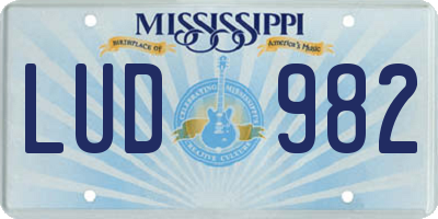 MS license plate LUD982