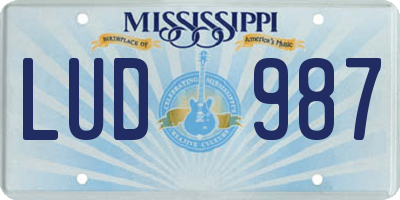 MS license plate LUD987