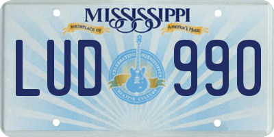 MS license plate LUD990