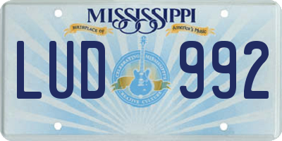 MS license plate LUD992