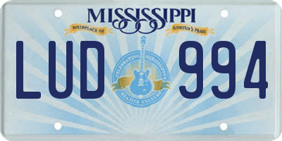MS license plate LUD994