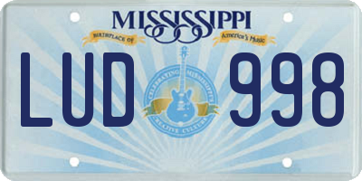 MS license plate LUD998