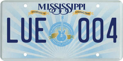 MS license plate LUE004