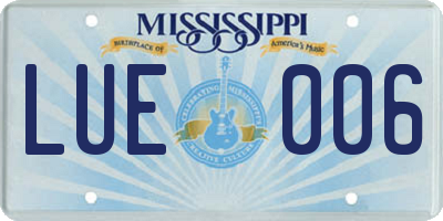 MS license plate LUE006