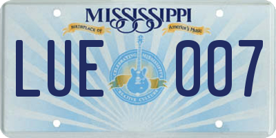 MS license plate LUE007