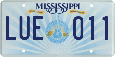 MS license plate LUE011