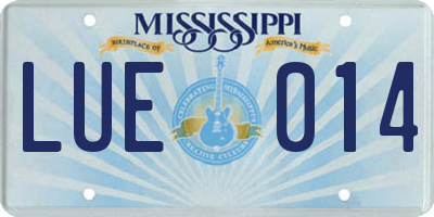 MS license plate LUE014