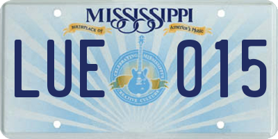 MS license plate LUE015