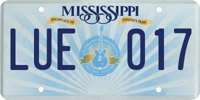 MS license plate LUE017