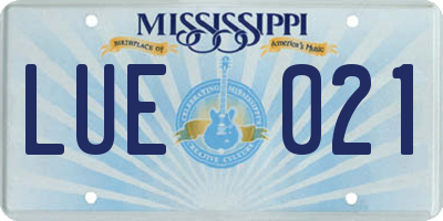 MS license plate LUE021