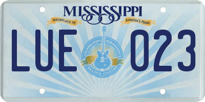 MS license plate LUE023