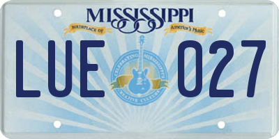 MS license plate LUE027