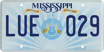 MS license plate LUE029