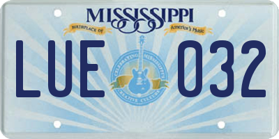 MS license plate LUE032