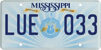 MS license plate LUE033
