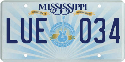 MS license plate LUE034