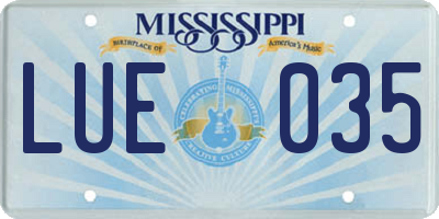 MS license plate LUE035