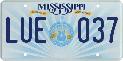 MS license plate LUE037