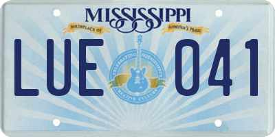 MS license plate LUE041