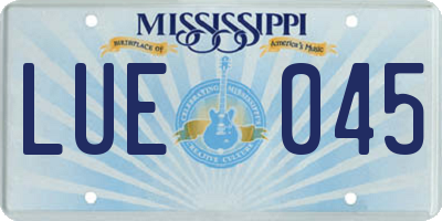 MS license plate LUE045